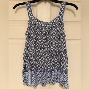 Daniel Rainn Navy and White Geometric Blouse